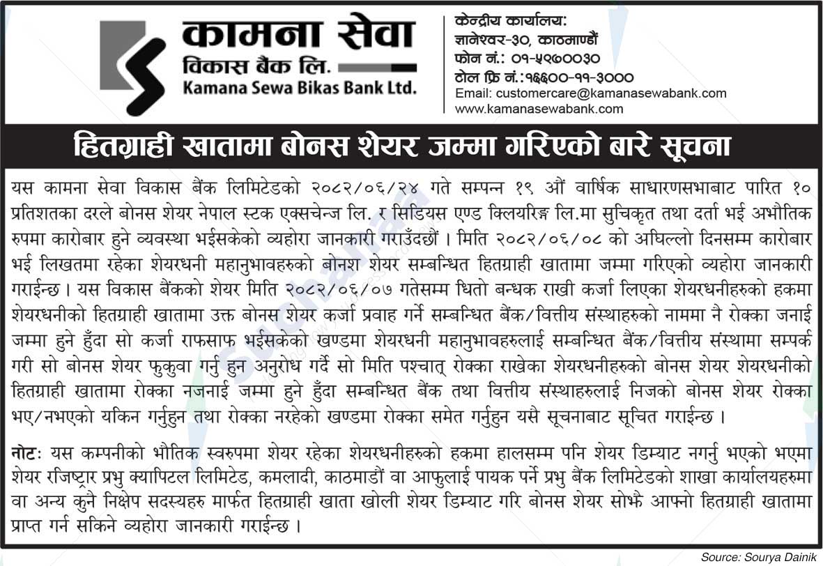 Kamana Sewa Bikas Bank Ltd.