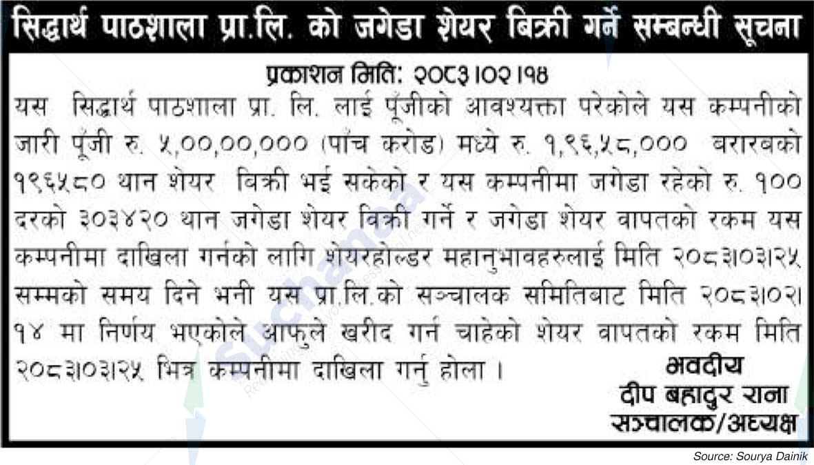 Siddhartha Pathshala Pvt. Ltd.