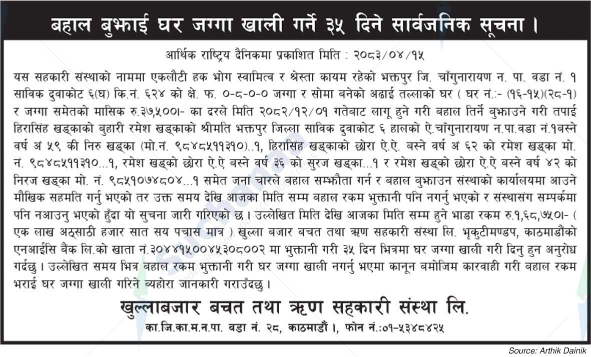 Khulla Bajar Savings and Loan Co-operative Ltd., Kathmandu