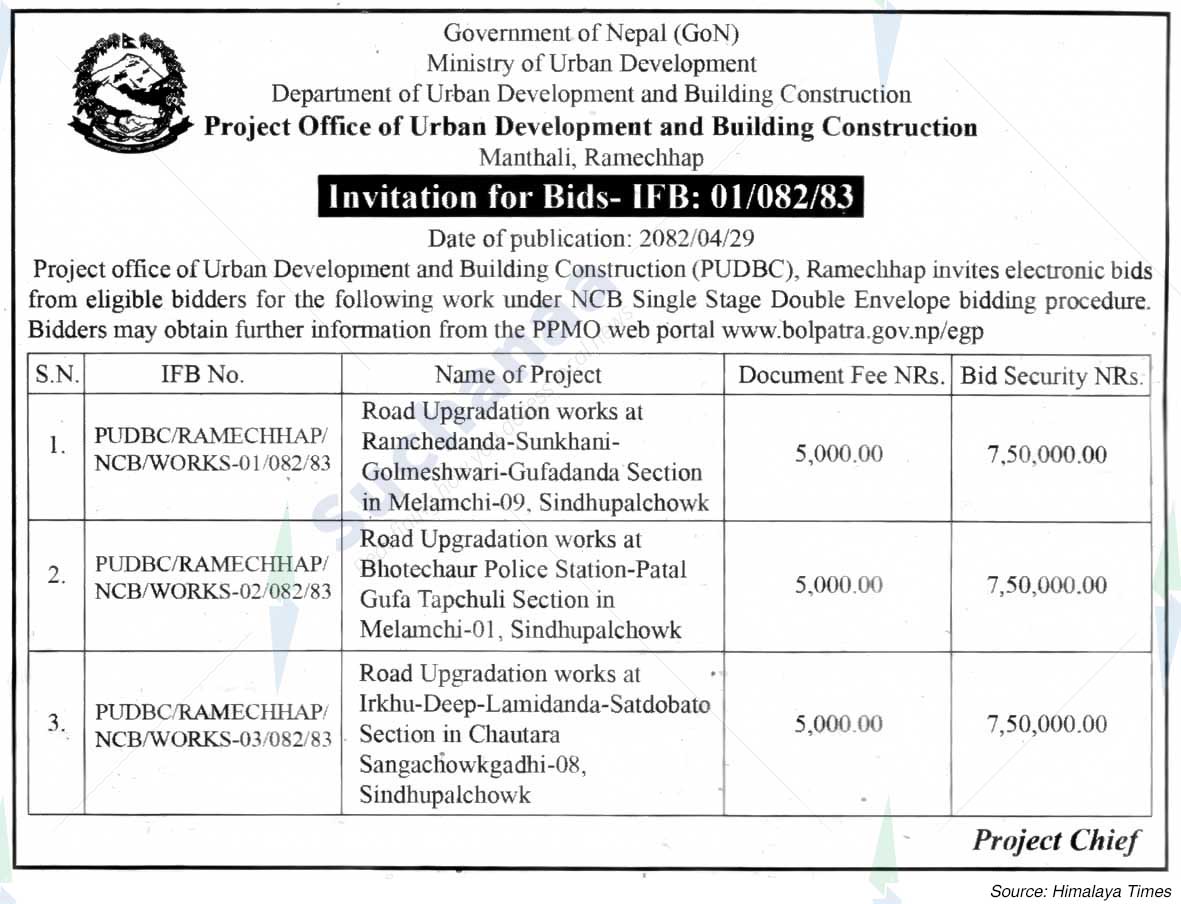 Project Office of Urban Development and Building Construction, Manthali, Ramechhap