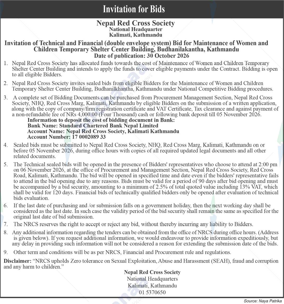 Nepal Red Cross Society, Kathmandu District Chapter