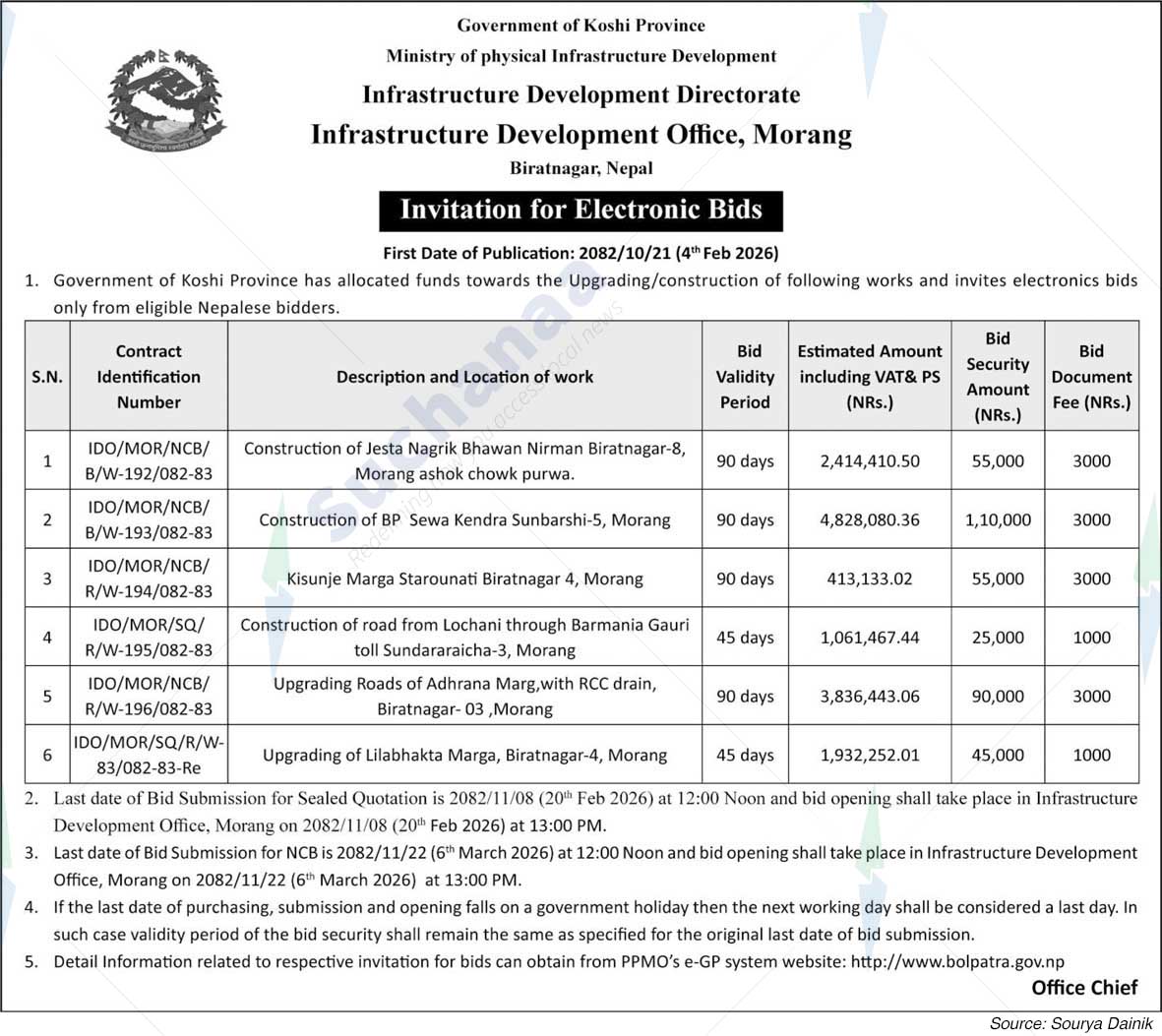 Infrastructure Development Office, Morang