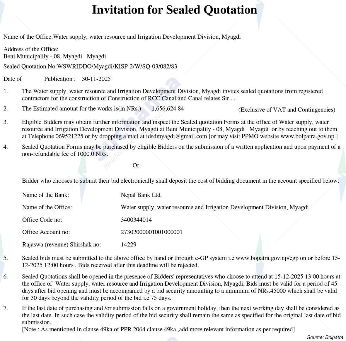 Water supply, water resource and Irrigation Development Division, Myagdi