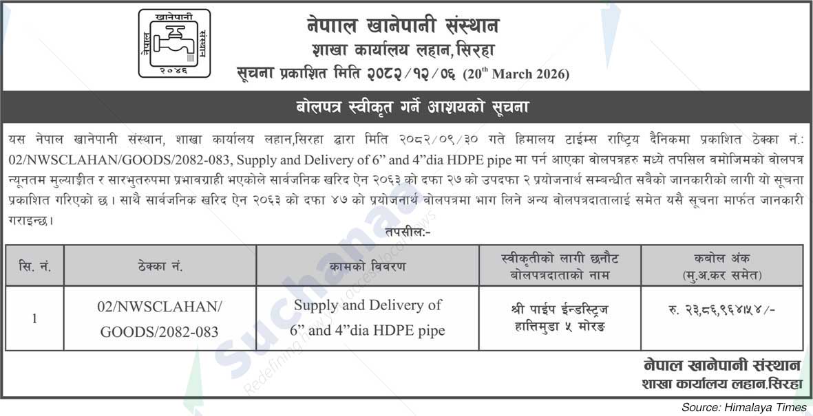 Nepal Water Supply Corporation, Siraha