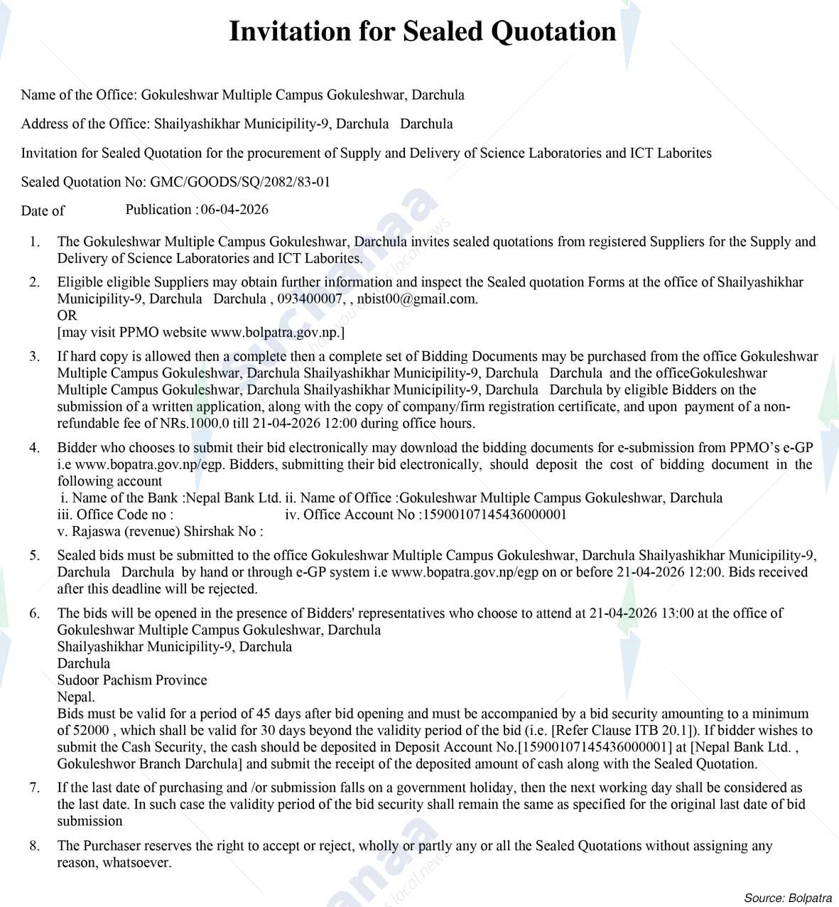 Gokuleshwar Multiple Campus, Gokuleshwar, Darchula