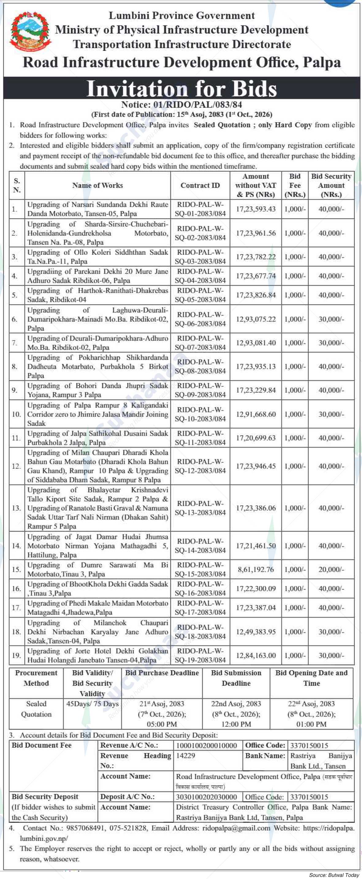 Road Infrastructure Development Office, Palpa