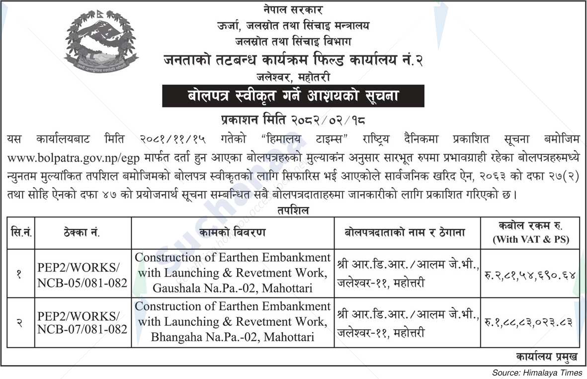 People's Embankment Program Field Office No. 2, jaleshwor