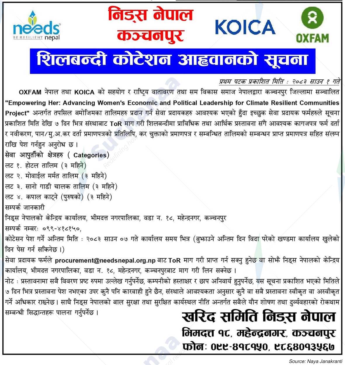 Needs Nepal, Kanchanpur