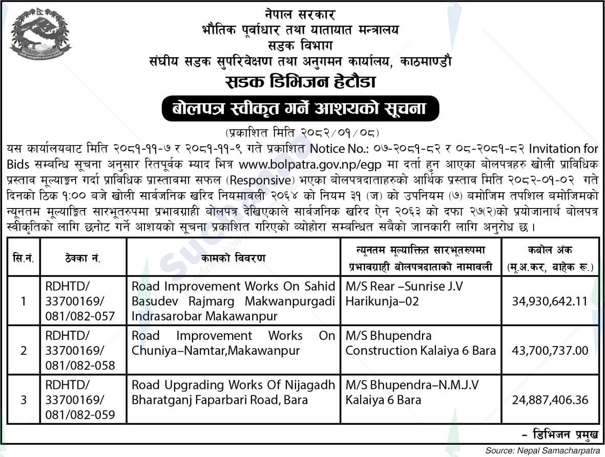 Road Division, Hetauda
