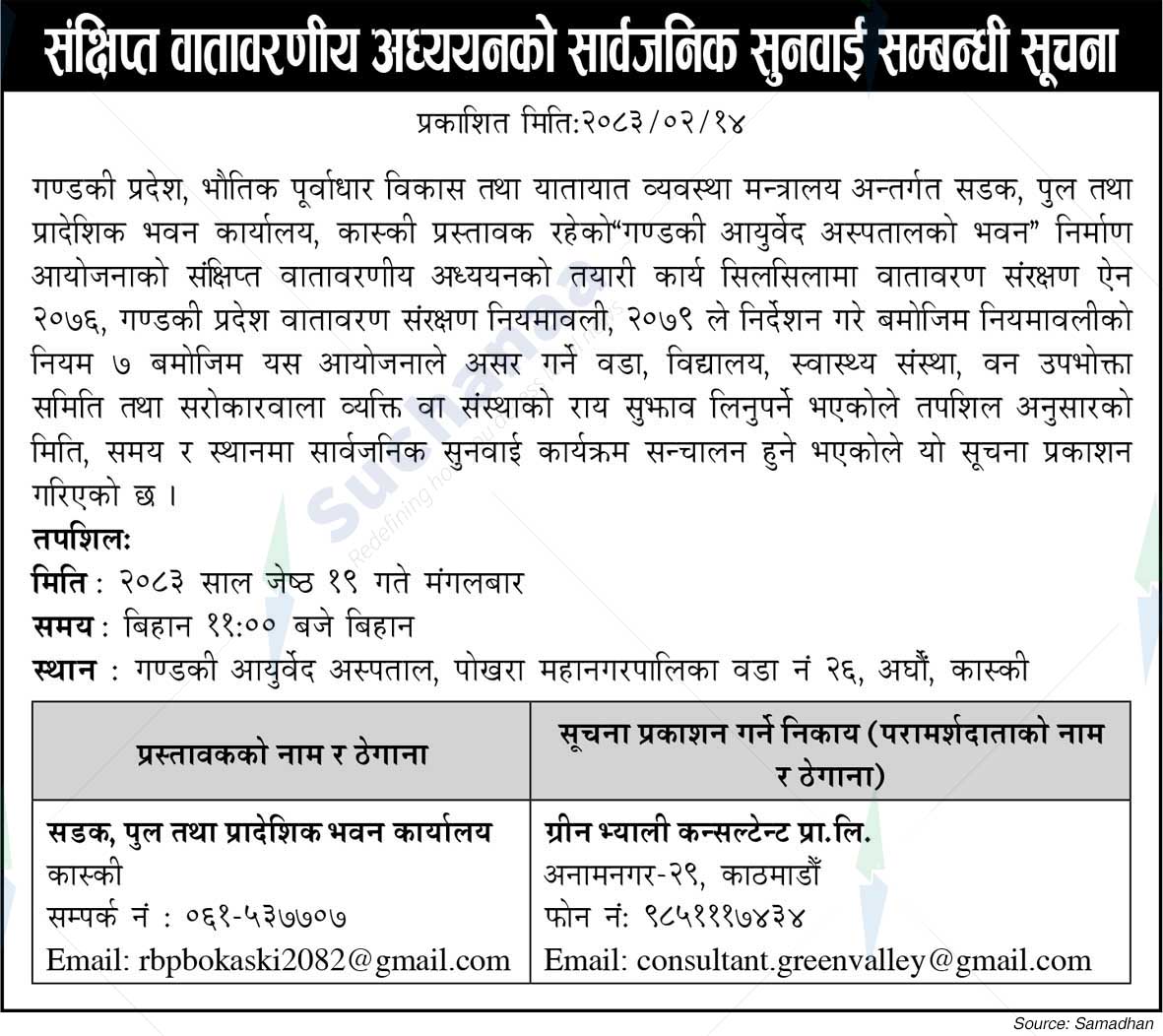 Roads, Bridges and Provincial Buildings Office, Kaski