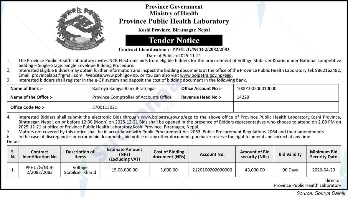 Province Public Health Laboratory, Koshi Province, Biratnagar