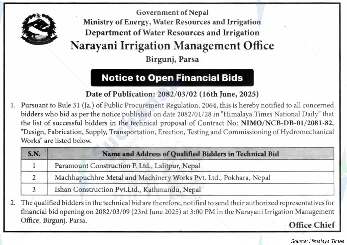 Narayani Irrigation Management Office, Birjung