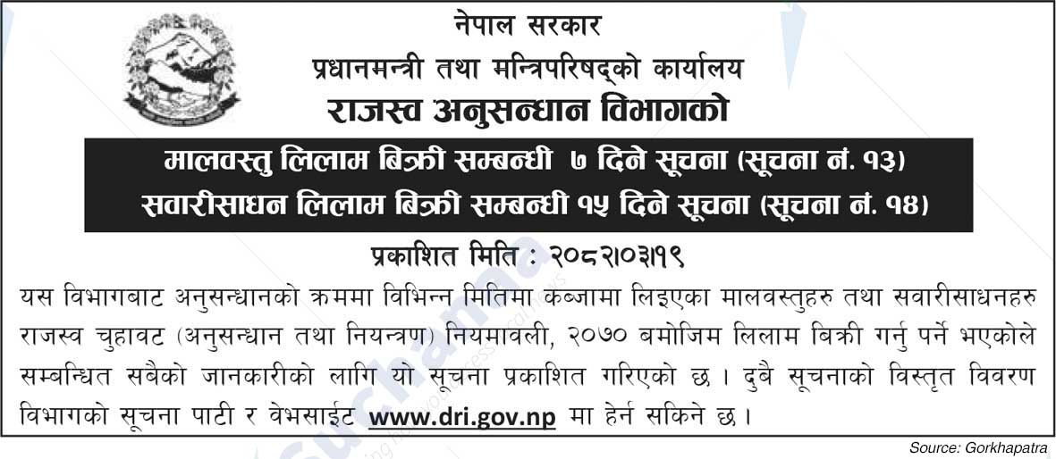 Revenue Investigation Department