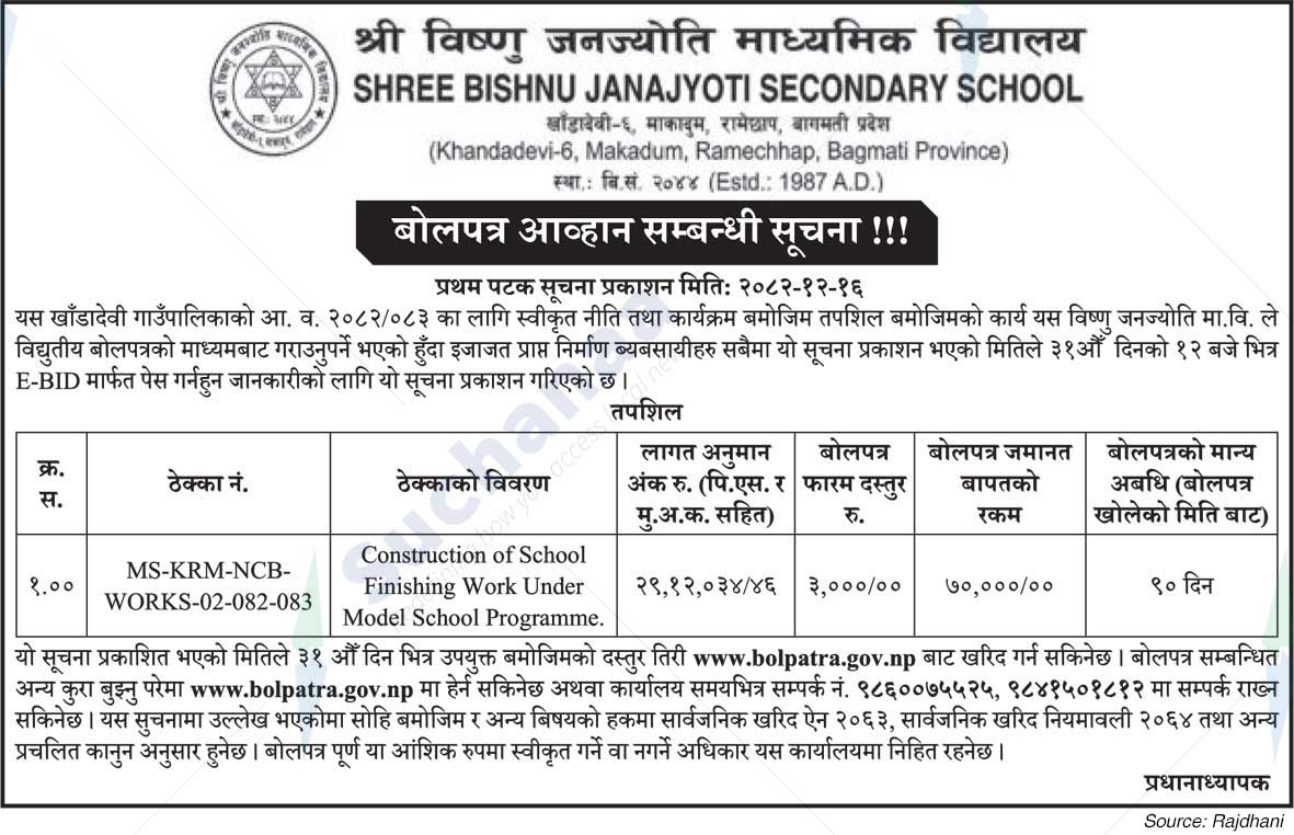 Shree Bishnu Janajyoti Secondary School, Ramechhap