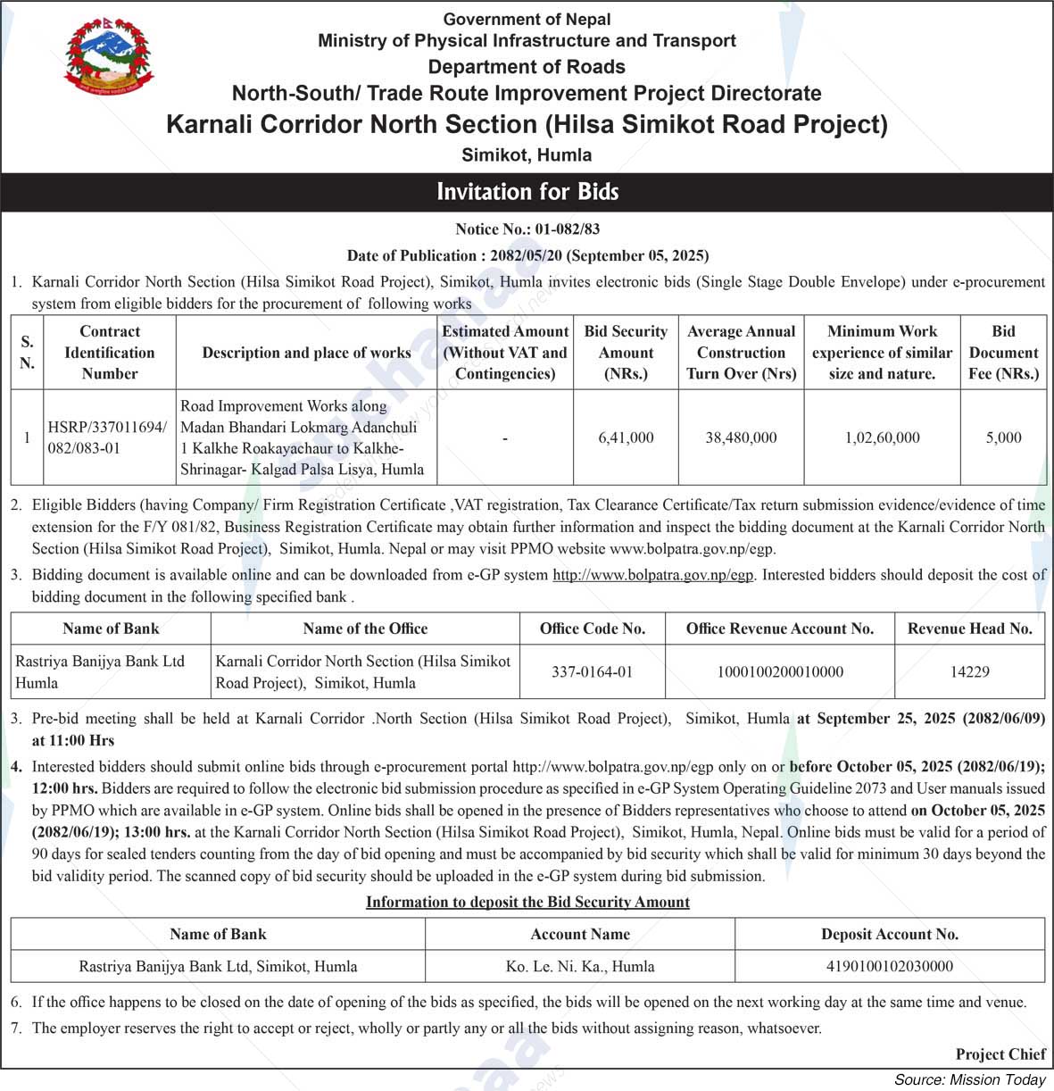 Karnali Corridor North Section (Hilsa Simikot Road Project)
