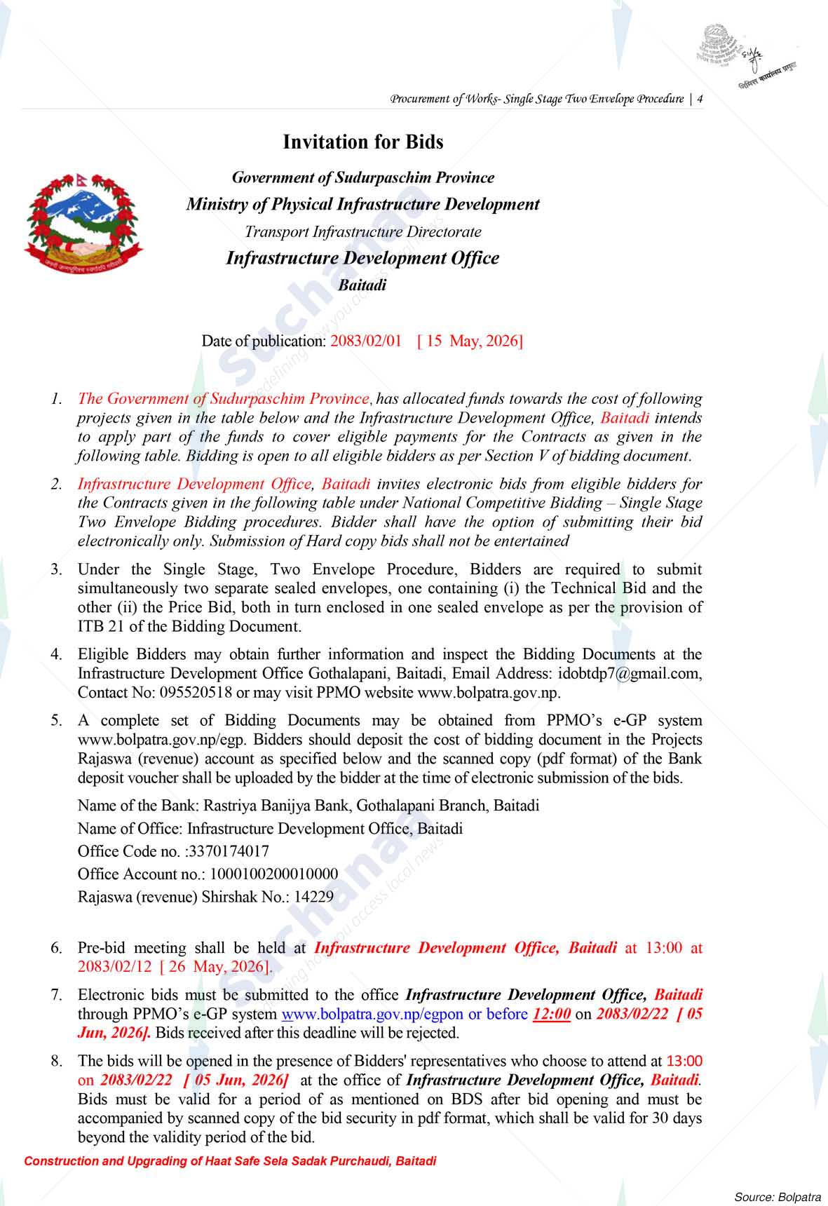 Infrastructure Development Office, Baitadi