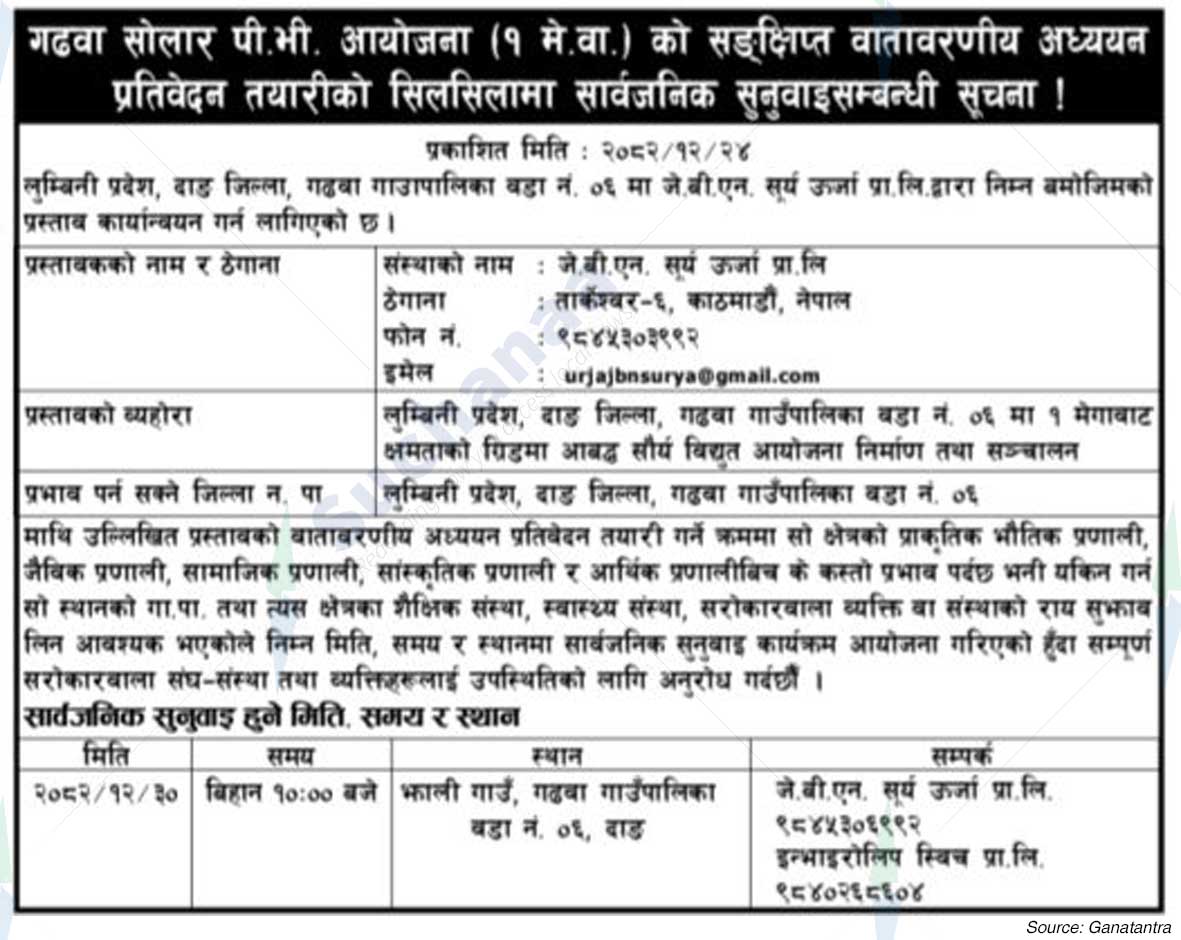 J.B.N. Surya Energy Pvt. Ltd., Kathmandu