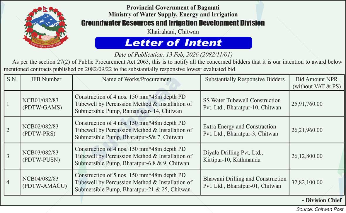 Groundwater Resources and Irrigation Development Division, Khairahani, Chitwan