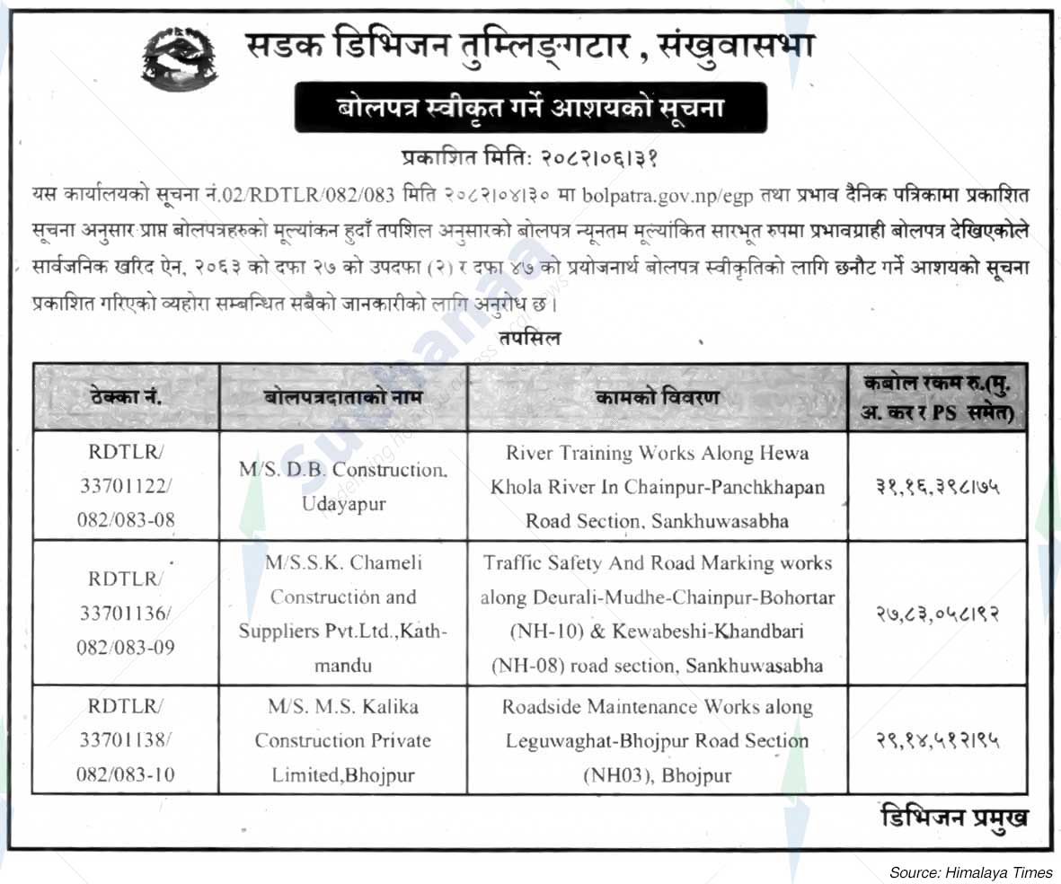 Road Division Tumlingtar, Sankhuwasabha