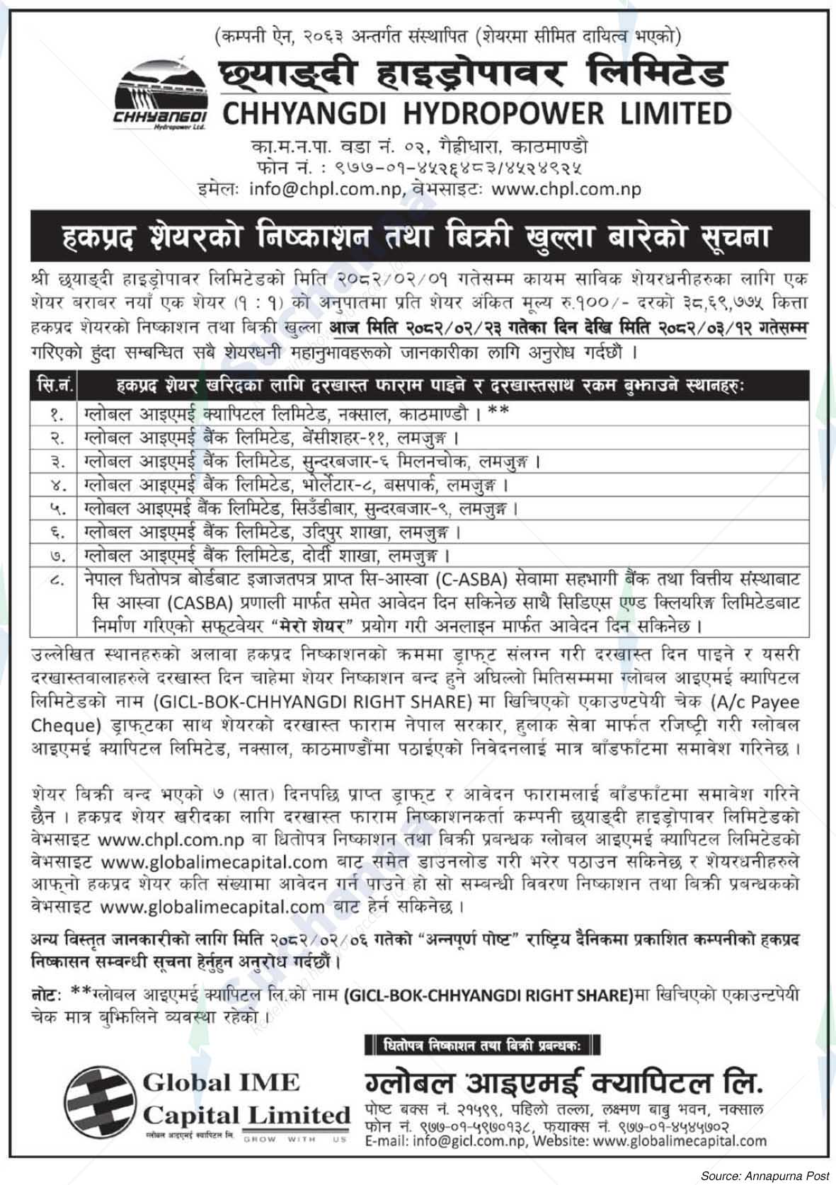 Chhyangdi Hydropower Ltd.