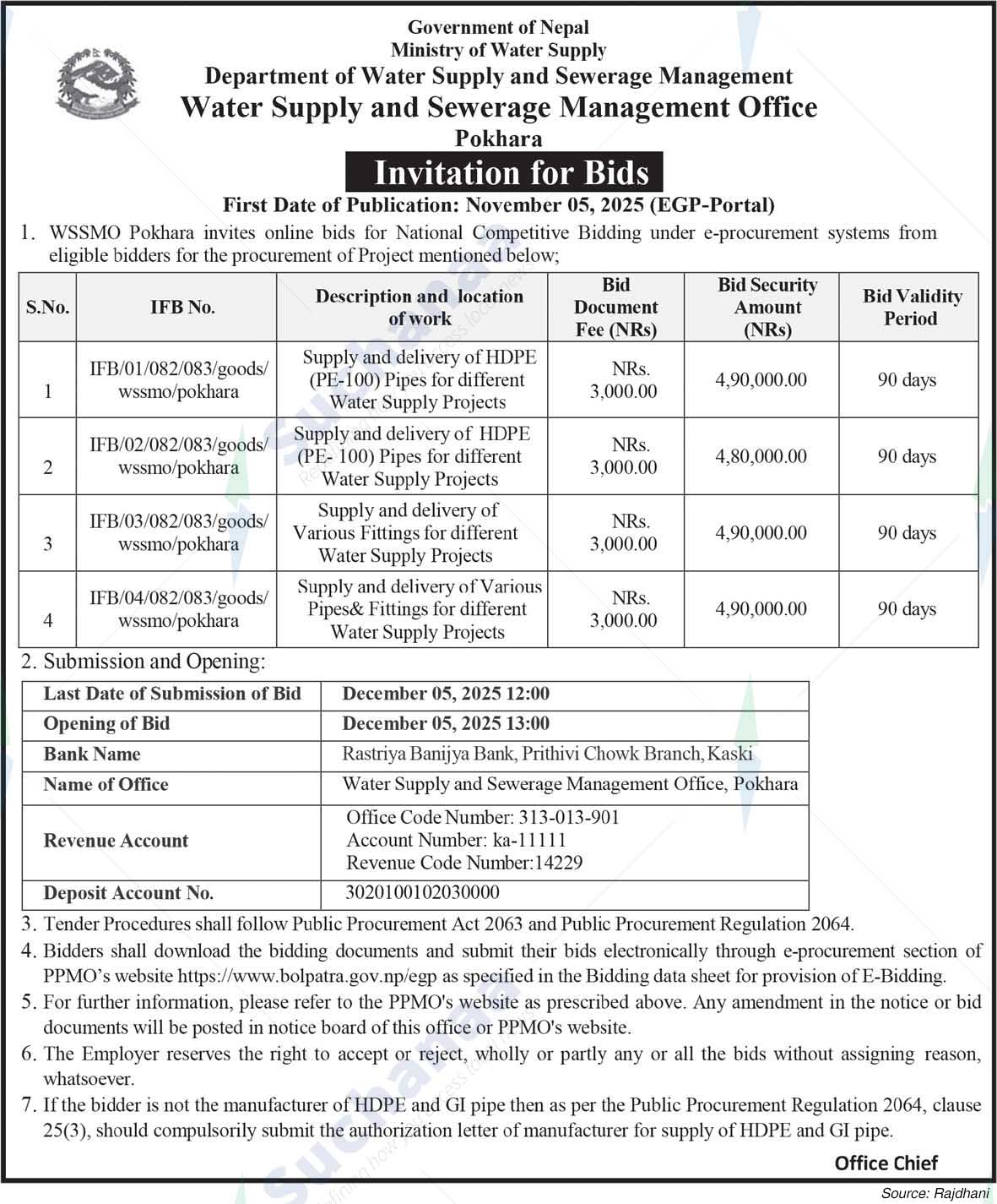 Water Supply and Sewerage Management Office, Pokhara