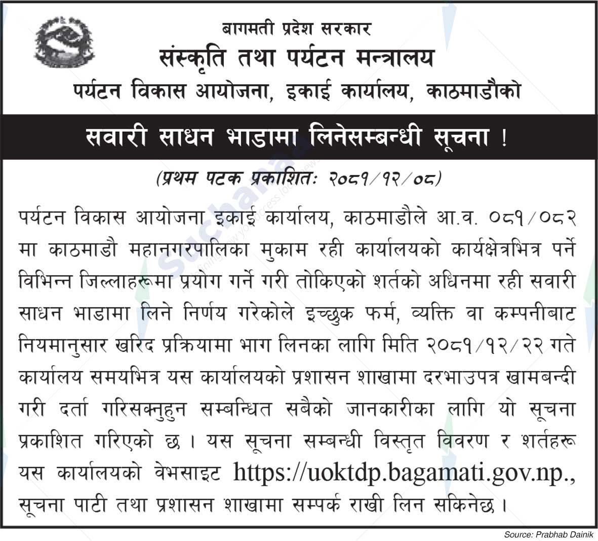 Tourism Development Project, Unit Office, Kathmandu