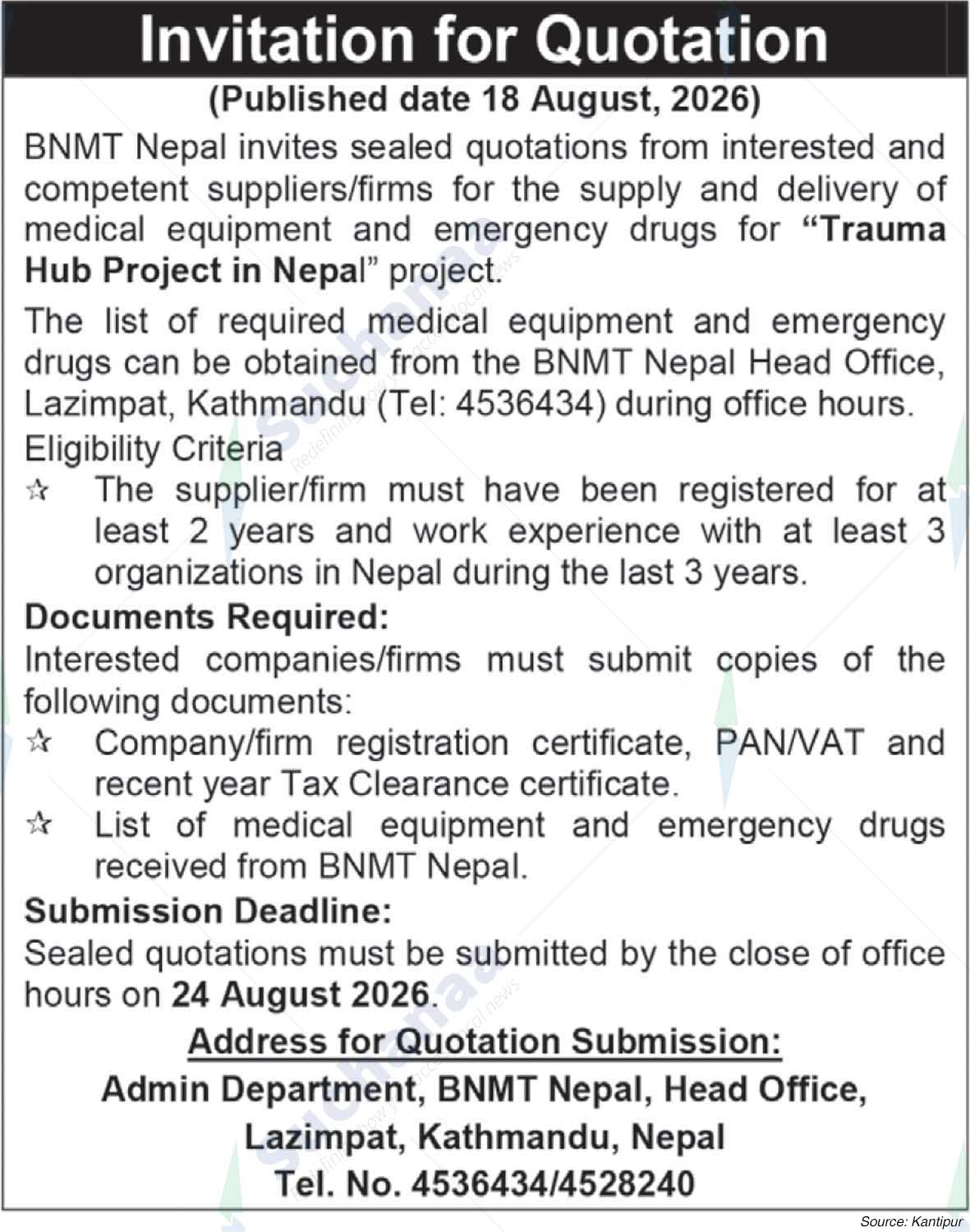 Birat Nepal Medical Trust (BNMT Nepal)
