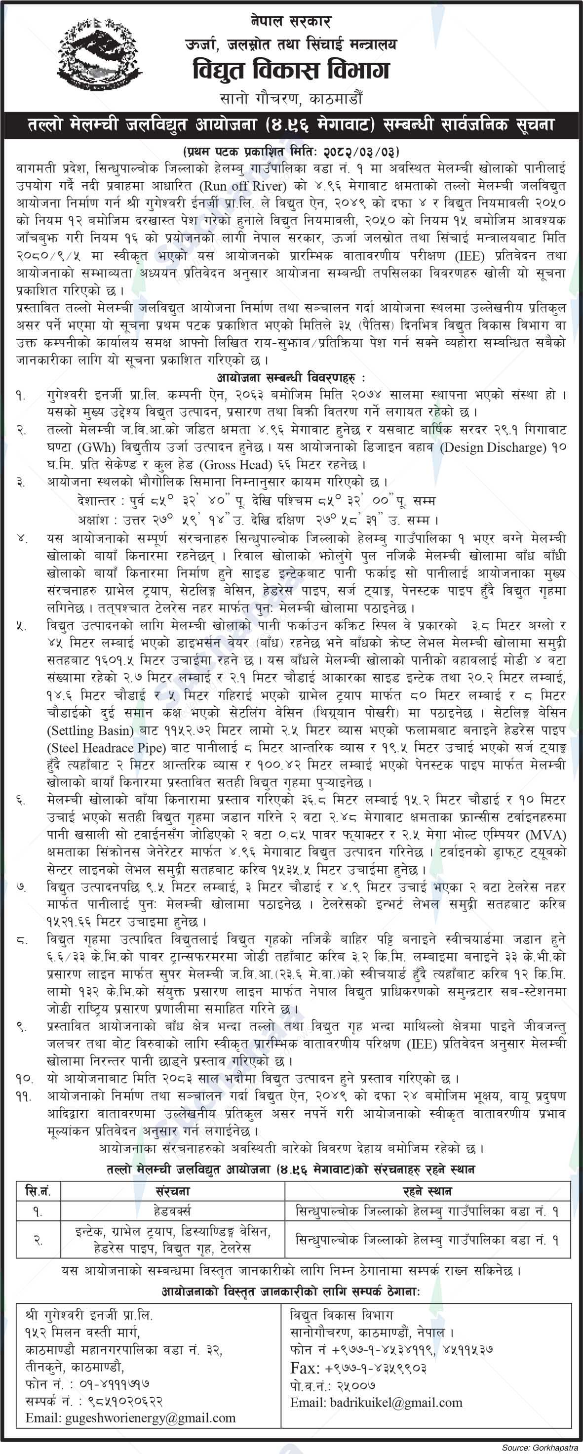 Department of Electricity Development