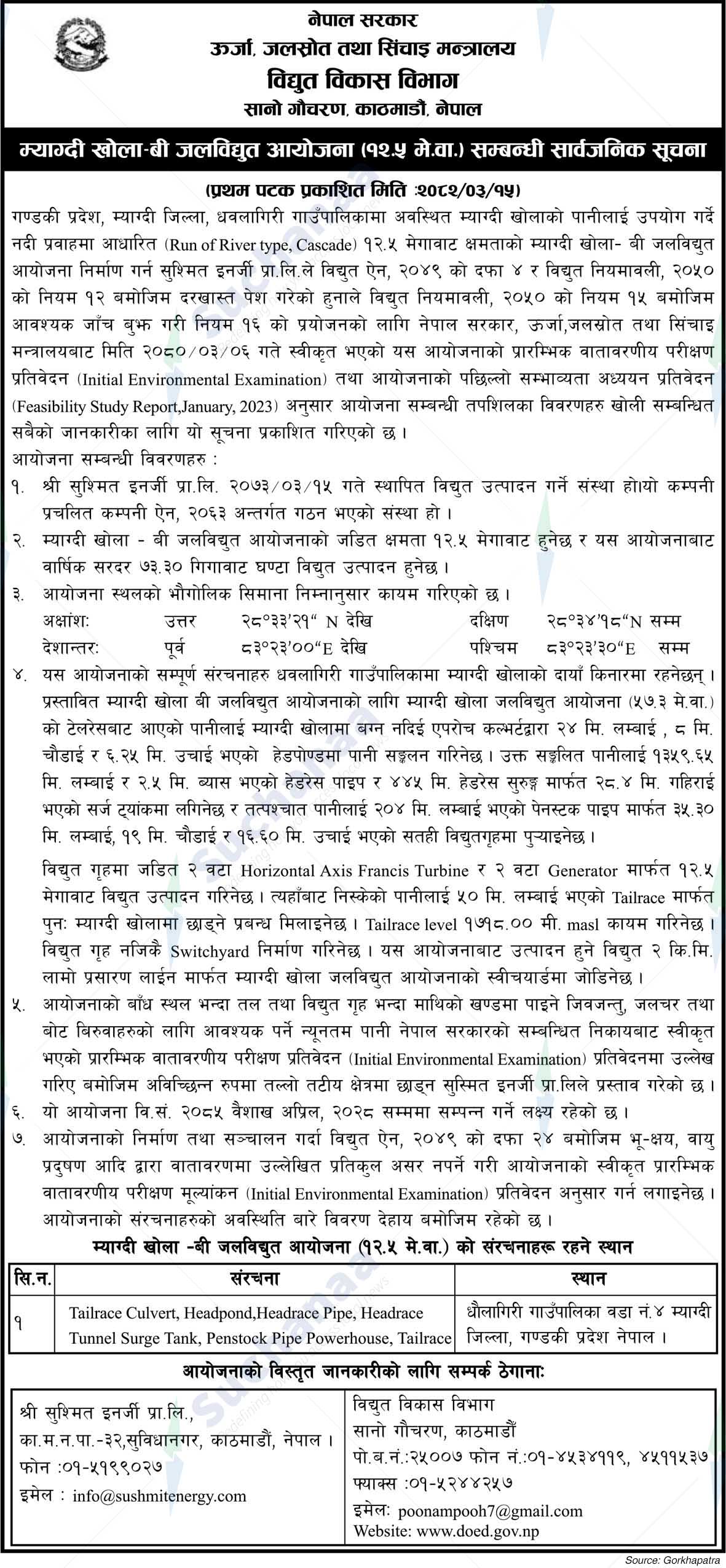 Department of Electricity Development