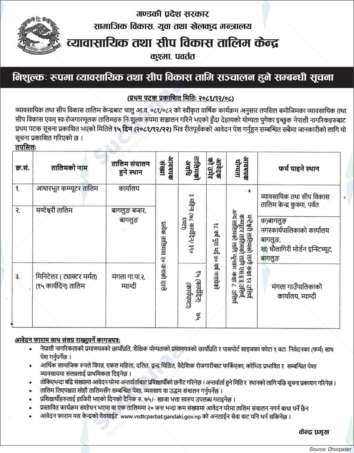 Vocational and Skill Development Training Centre