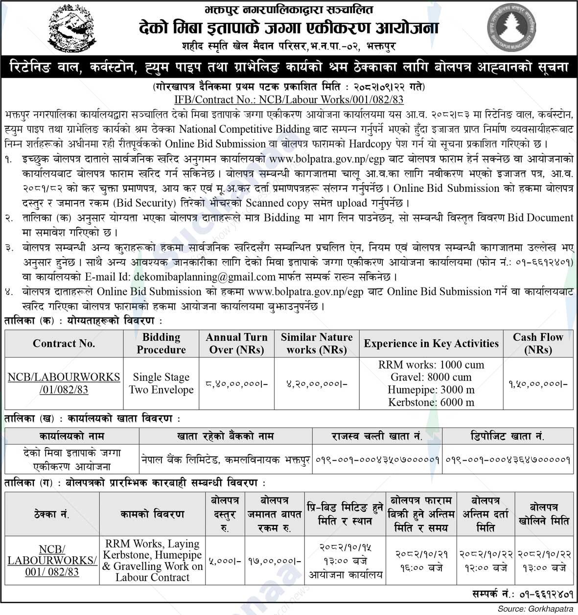 Deko Miba-Itapake Jagga Yekikaran Aayojana, Bhaktapur