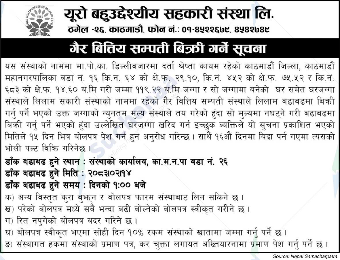 Euro Multipurpose Cooperative Society Ltd., Thamel, Kathmandu