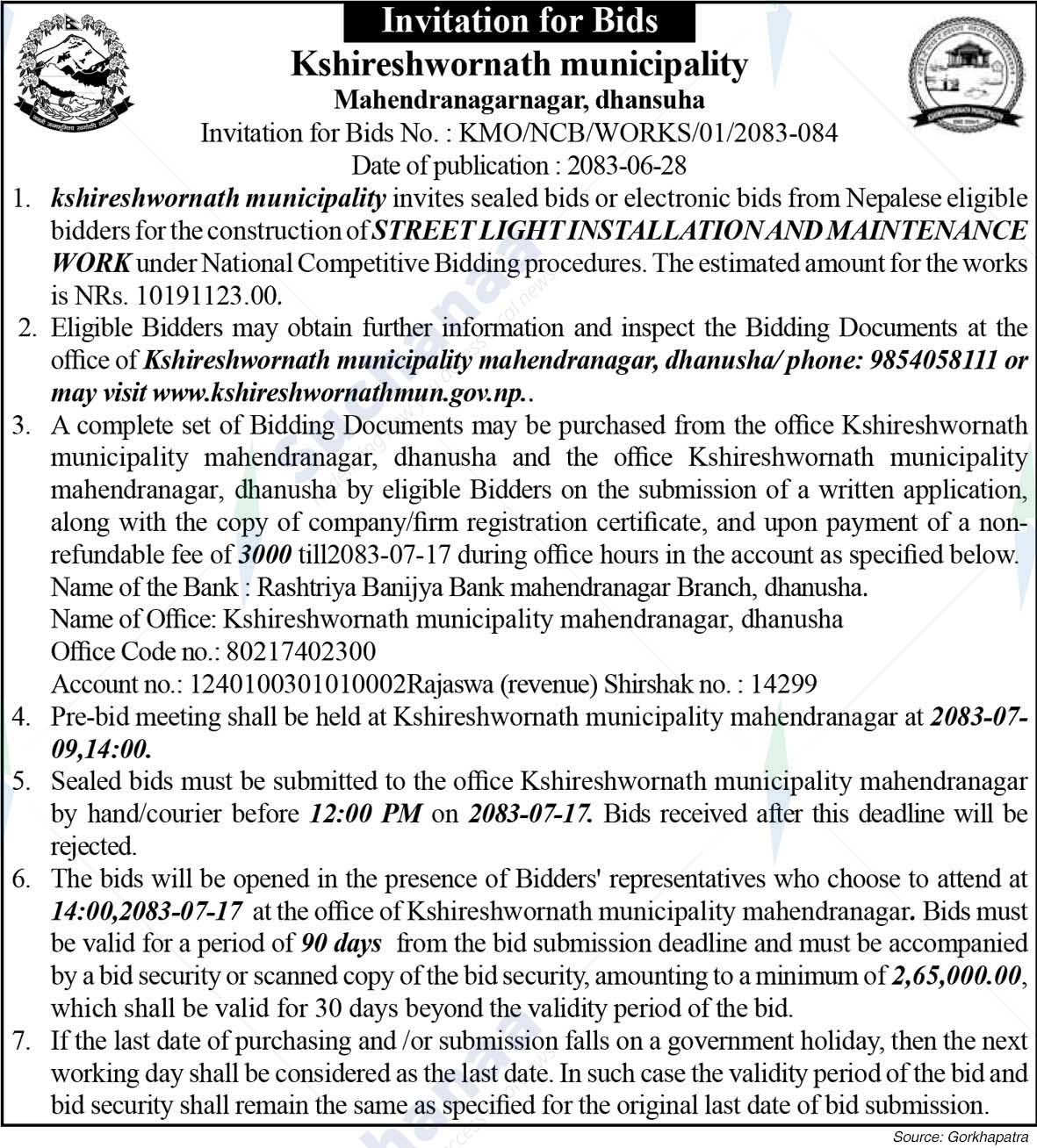 Kshireshwornath Municipality