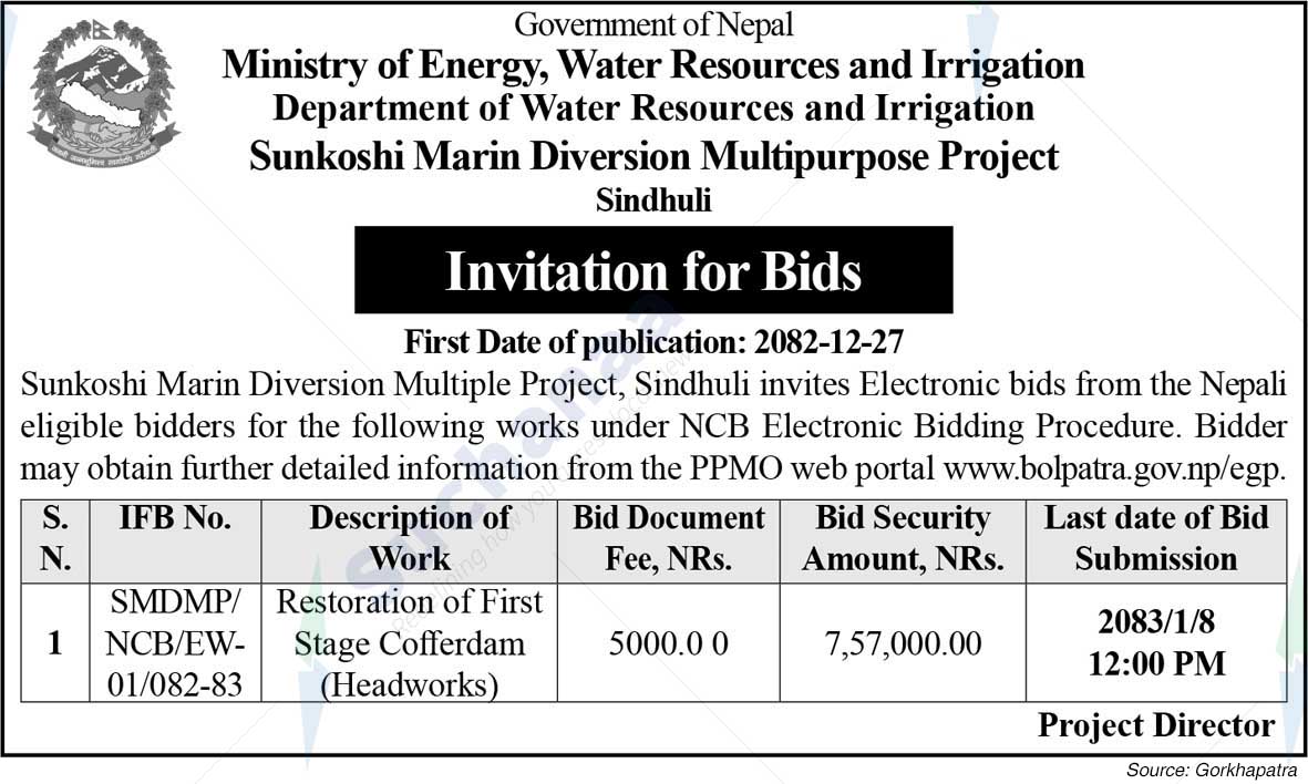 Sunkoshi Marin Diversion Multipurpose Project, Sindhuli
