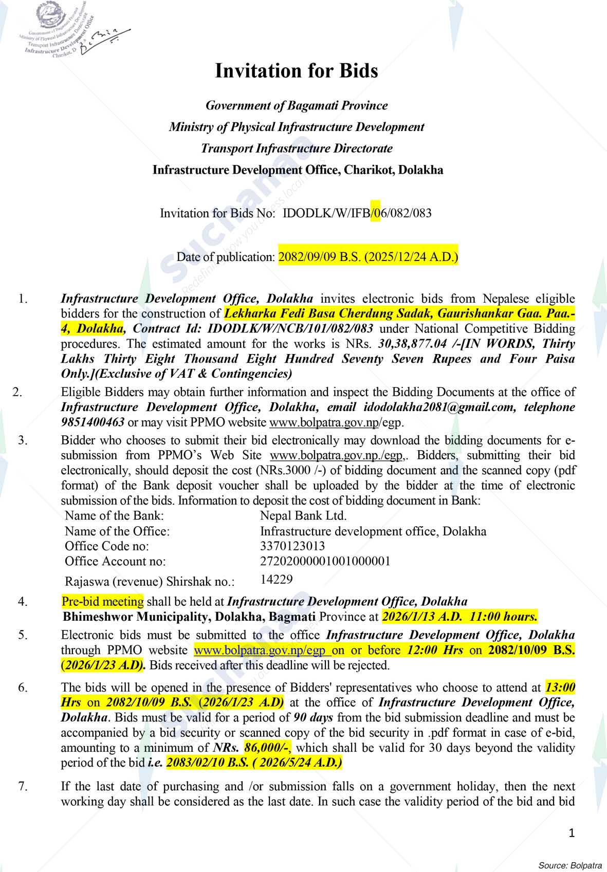 Infrastructure Development Office, Charikot, Dolakha