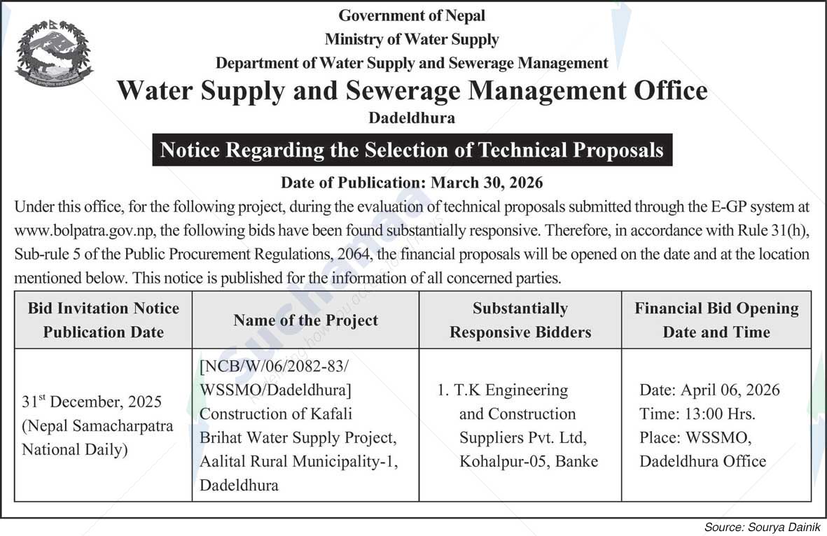 Water Supply and Sewerage Management Office, Dadeldhura