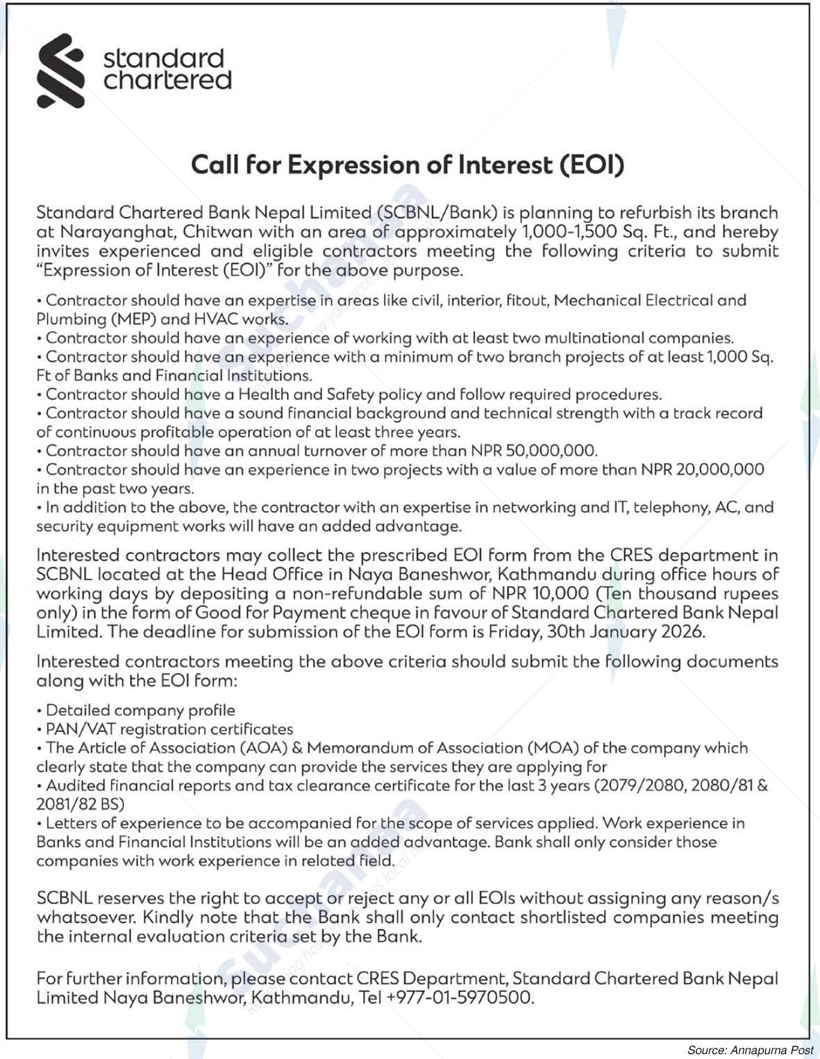 Standard Chartered Bank Limited, New Baneshwor Branch