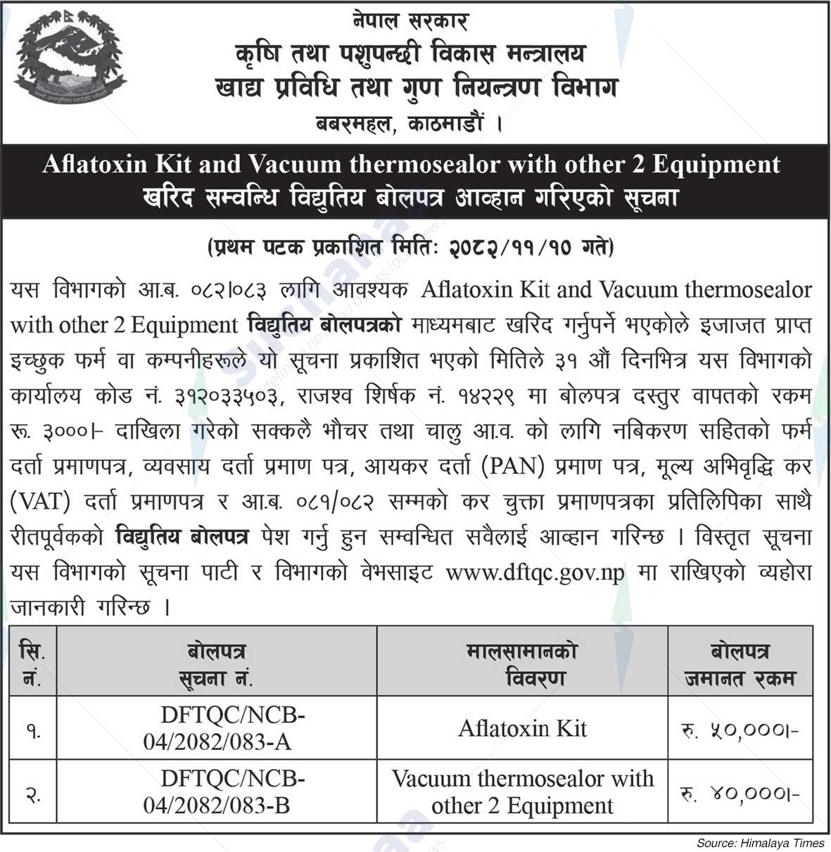 Department of Food Technology and Quality Control