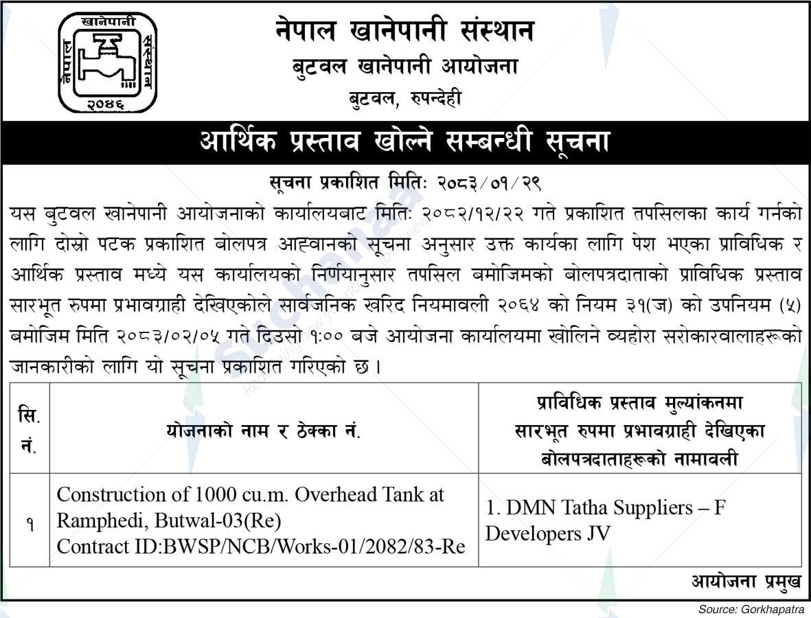 Butwal Khanepani Aayojana, Butwal