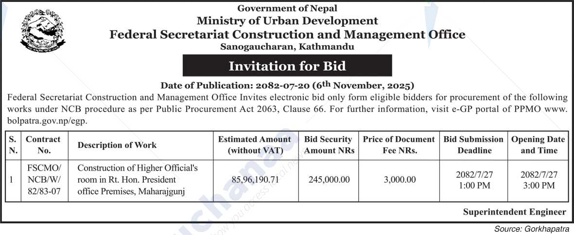 Federal Secretariat Construction and Management Office, Sanogaucharan, Kathmandu