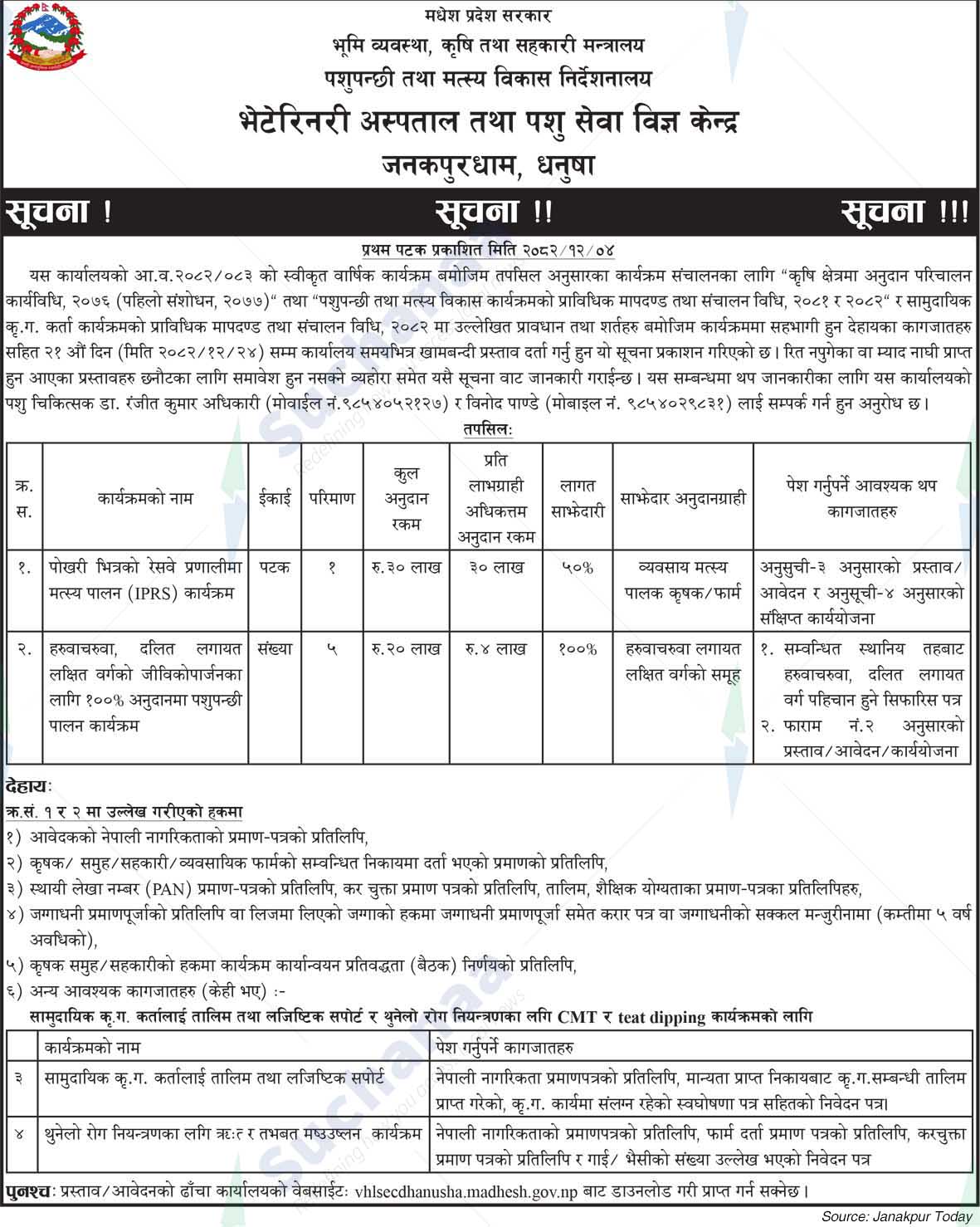 Veterinary Hospital and Animal Service Expert Center, Janakpurdham, Dhanusha