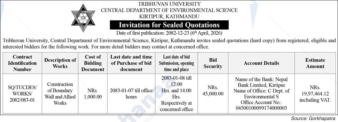 Central Department of Environmental Science, Kirtipur, Kathmandu